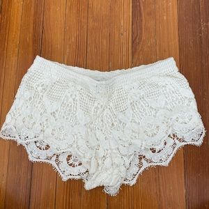 White lace shorts